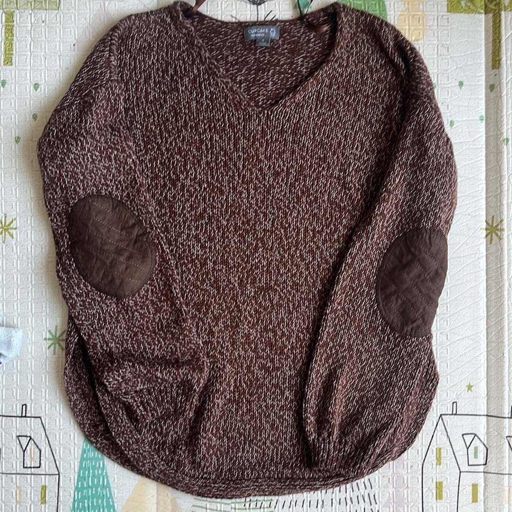 Cupcake Clothing Women’s Brown Sweater with Elbow Patches (Size: Small)